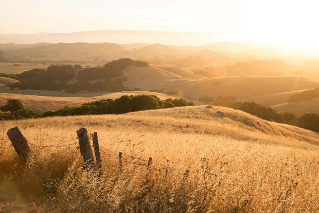 Extreme Drought - Sunset over Marin County ranchland - MALT