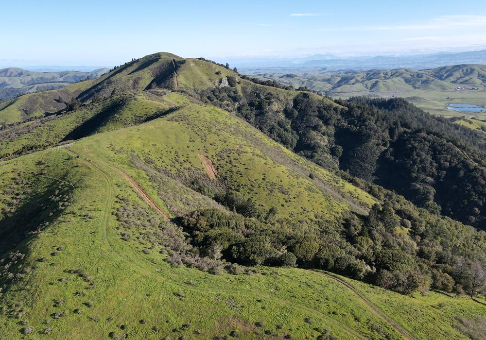 Aerial view of Hicks Mountain, Marin County - MALT