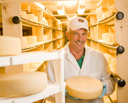 Cheesemaker and cheese from Nicasio Valley Cheese.