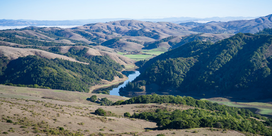 Aerial view of a Marin County reservoir - MALT