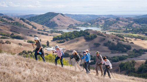 A group of hikers on MALT-protected land